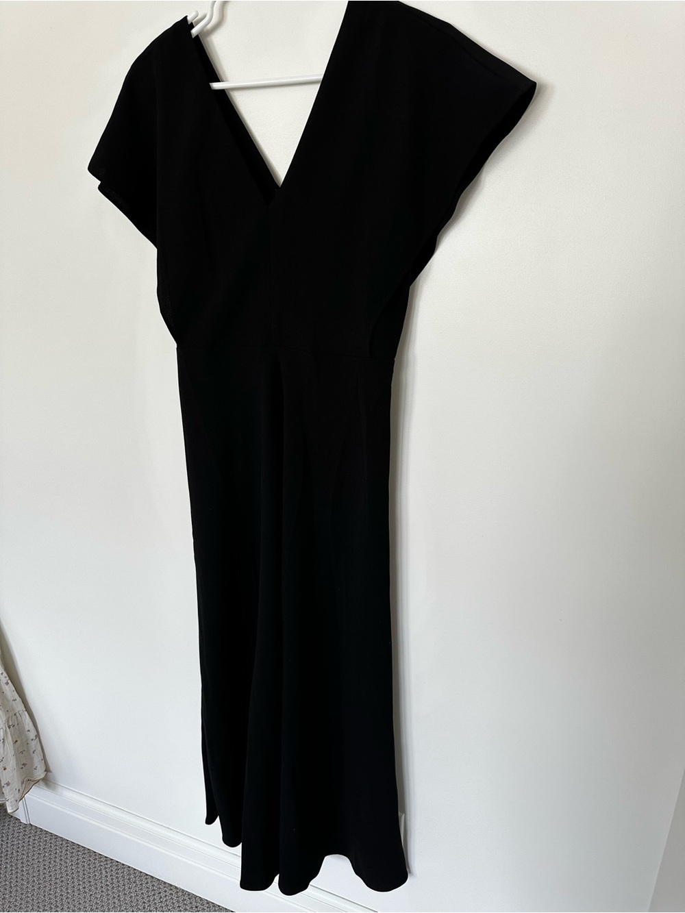 Madewell black cap cape sleeve V neck long dress 2